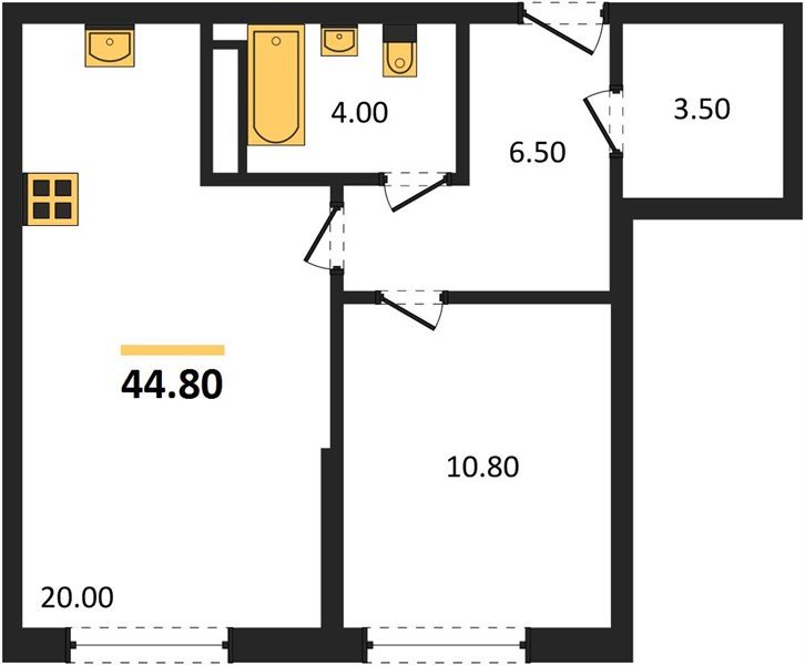 Фото №1: 1-комнатная квартира 44 м² - Краснодар, Прикубанский внутригородской округ, мкр. Догма Парк