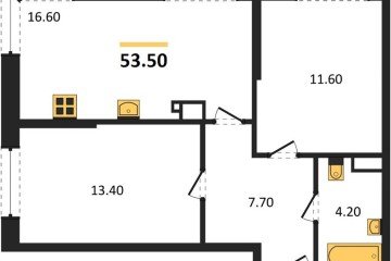 Фото №1: 2-комнатная квартира 53 м² - Краснодар, мкр. Догма Парк, 