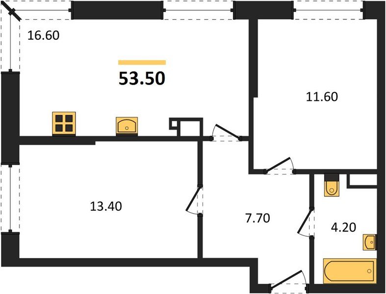 Фото №1: 2-комнатная квартира 53 м² - Краснодар, Прикубанский внутригородской округ, мкр. Догма Парк