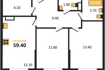 Фото №1: 2-комнатная квартира 59 м² - Краснодар, мкр. Догма Парк, 