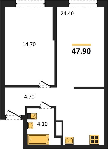 Фото №1: 1-комнатная квартира 47 м² - Краснодар, Прикубанский внутригородской округ, мкр. Догма Парк