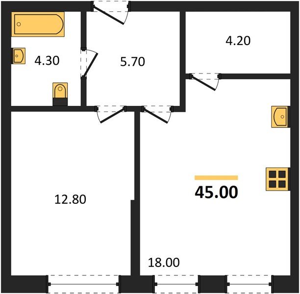Фото №1: 1-комнатная квартира 45 м² - Краснодар, Прикубанский внутригородской округ, мкр. Догма Парк