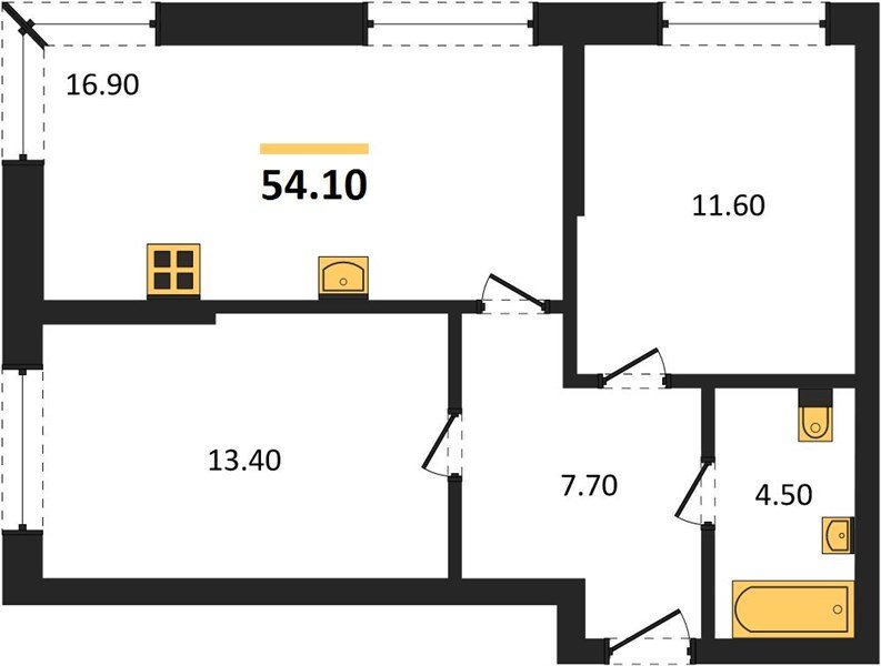 Фото №1: 2-комнатная квартира 54 м² - Краснодар, Прикубанский внутригородской округ, мкр. Догма Парк