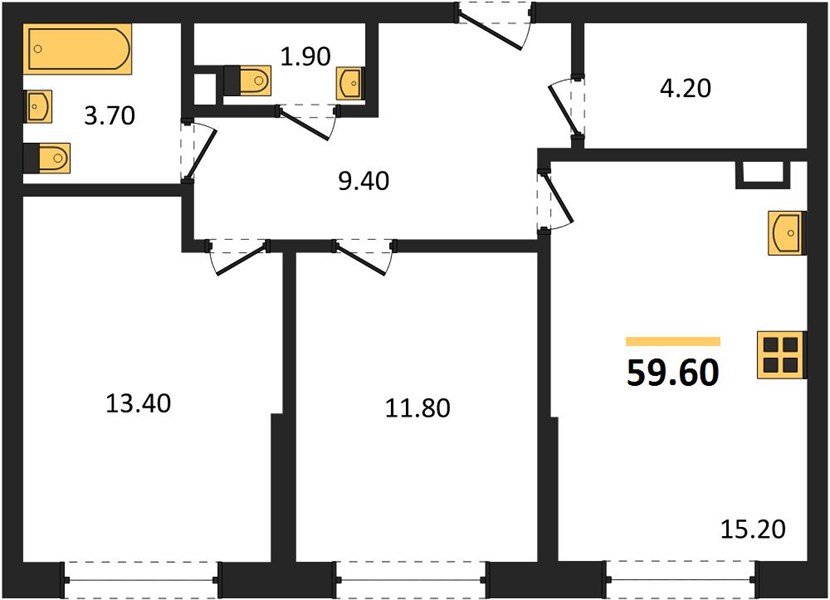 Фото №1: 2-комнатная квартира 59 м² - Краснодар, Догма Парк, мкр. Прикубанский внутригородской округ