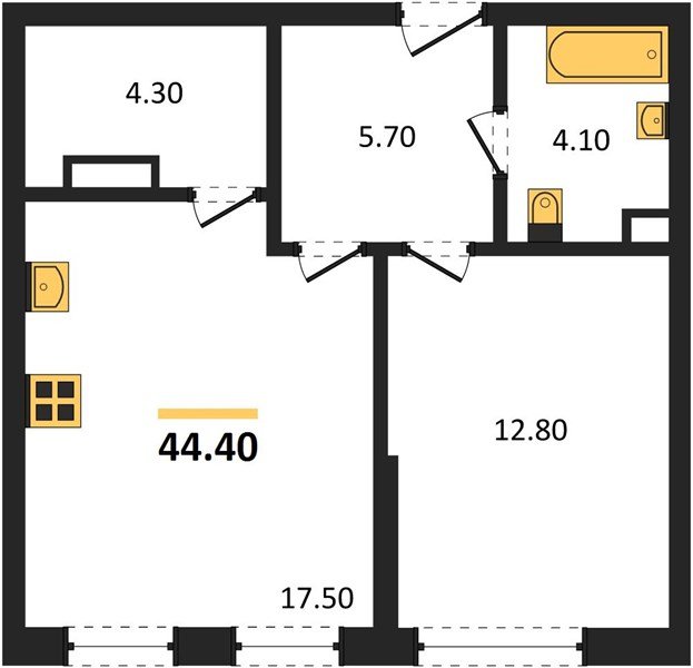 Фото №1: 1-комнатная квартира 44 м² - Краснодар, Догма Парк, мкр. Прикубанский внутригородской округ