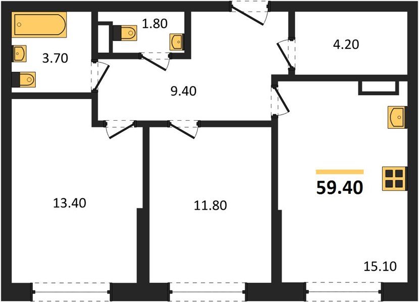 Фото №1: 2-комнатная квартира 59 м² - Краснодар, Догма Парк, мкр. Прикубанский внутригородской округ