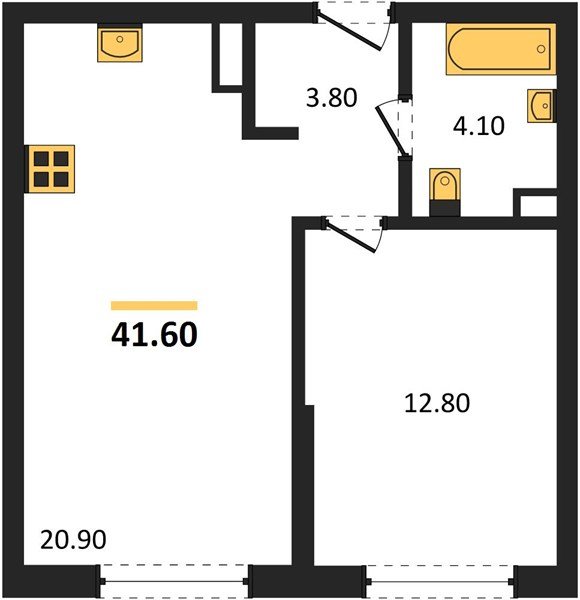 Фото №1: 1-комнатная квартира 41 м² - Краснодар, Догма Парк, мкр. Прикубанский внутригородской округ