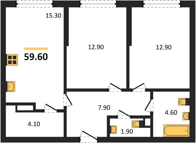 Фото №1: 2-комнатная квартира 59 м² - Краснодар, Догма Парк, мкр. Прикубанский внутригородской округ