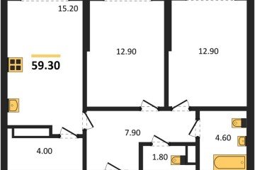 Фото №1: 2-комнатная квартира 59 м² - Краснодар, мкр. Прикубанский внутригородской округ, 