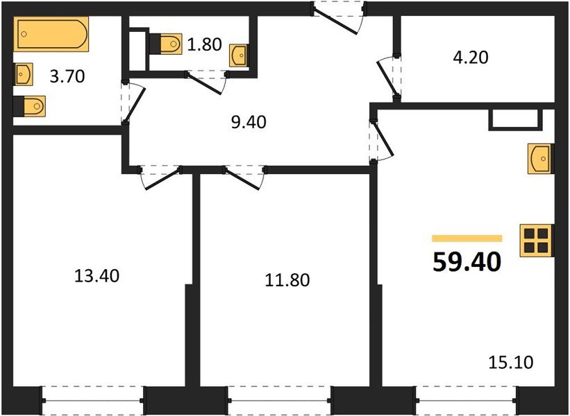 Фото №1: 2-комнатная квартира 59 м² - Краснодар, Догма Парк, мкр. Прикубанский внутригородской округ, ул. Марины Цветаевой, 34