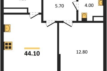Фото №1: 1-комнатная квартира 44 м² - Краснодар, мкр. Прикубанский внутригородской округ, ул. Марины Цветаевой, 34