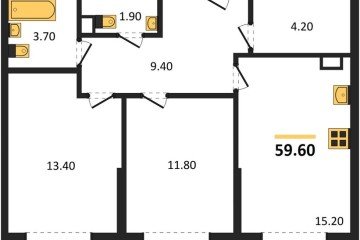 Фото №1: 2-комнатная квартира 59 м² - Краснодар, мкр. Прикубанский внутригородской округ, ул. Марины Цветаевой, 34