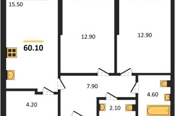 Фото №1: 2-комнатная квартира 60 м² - Краснодар, мкр. Прикубанский внутригородской округ, ул. Марины Цветаевой, 34