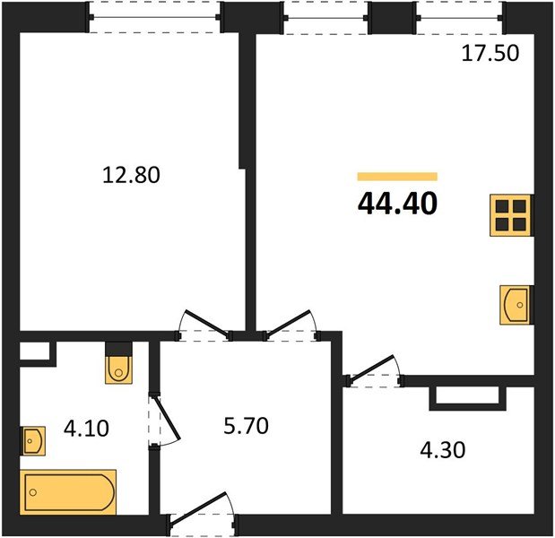 Фото №1: 1-комнатная квартира 44 м² - Краснодар, Прикубанский внутригородской округ, мкр. Догма Парк, ул. Марины Цветаевой, 33