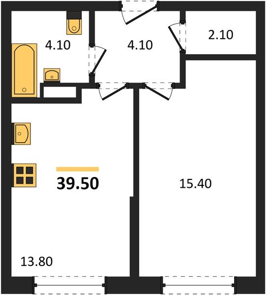 Фото №1: 1-комнатная квартира 39 м² - Краснодар, Прикубанский внутригородской округ, мкр. Догма Парк, ул. Марины Цветаевой, 33