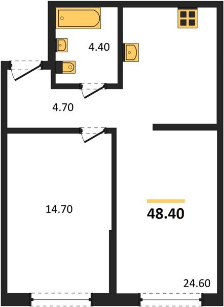 Фото №1: 1-комнатная квартира 48 м² - Краснодар, Прикубанский внутригородской округ, мкр. Догма Парк, ул. Марины Цветаевой, 33