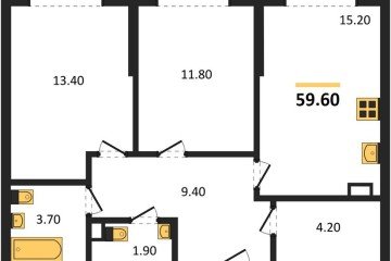 Фото №1: 2-комнатная квартира 59 м² - Краснодар, мкр. Догма Парк, ул. Марины Цветаевой, 33