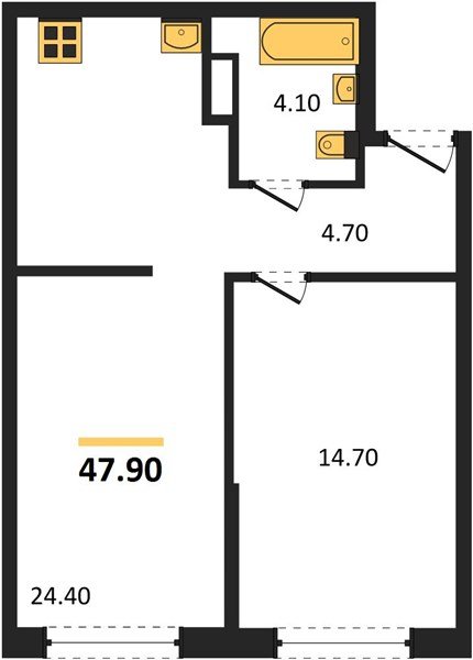 Фото №1: 1-комнатная квартира 47 м² - Краснодар, Прикубанский внутригородской округ, мкр. Догма Парк, ул. Марины Цветаевой, 33