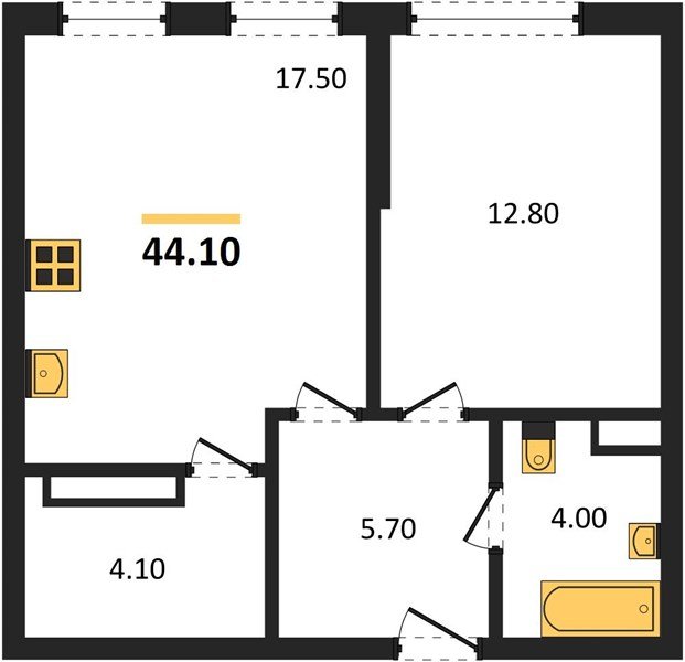 Фото №1: 1-комнатная квартира 44 м² - Краснодар, Прикубанский внутригородской округ, мкр. Догма Парк, ул. Марины Цветаевой, 33