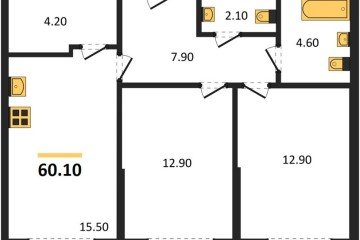 Фото №1: 2-комнатная квартира 60 м² - Краснодар, мкр. Прикубанский внутригородской округ, ул. Марины Цветаевой, 35