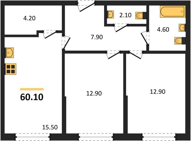 Фото №1: 2-комнатная квартира 60 м² - Краснодар, Догма Парк, мкр. Прикубанский внутригородской округ, ул. Марины Цветаевой, 35