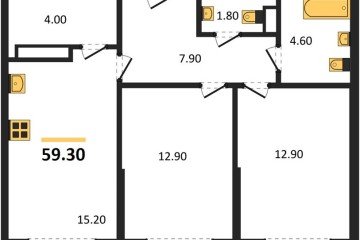 Фото №1: 2-комнатная квартира 59 м² - Краснодар, мкр. Прикубанский внутригородской округ, ул. Марины Цветаевой, 35