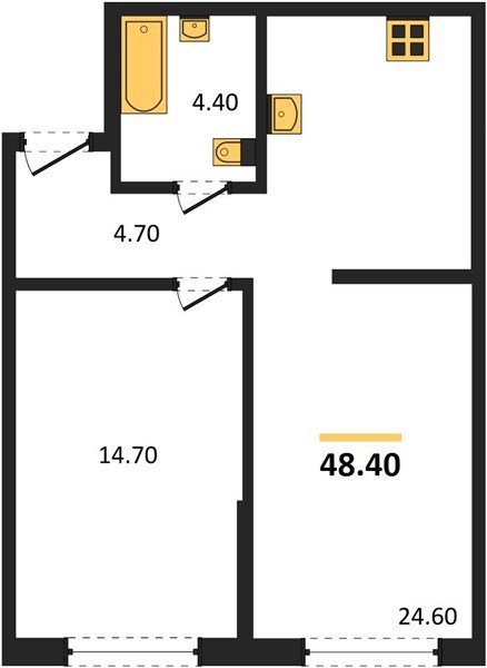 Фото №1: 1-комнатная квартира 48 м² - Краснодар, Догма Парк, мкр. Прикубанский внутригородской округ, ул. Марины Цветаевой, 35
