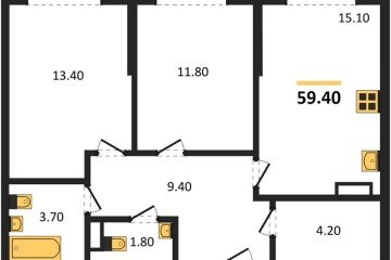 Фото №1: 2-комнатная квартира 59 м² - Краснодар, мкр. Прикубанский внутригородской округ, ул. Марины Цветаевой, 35