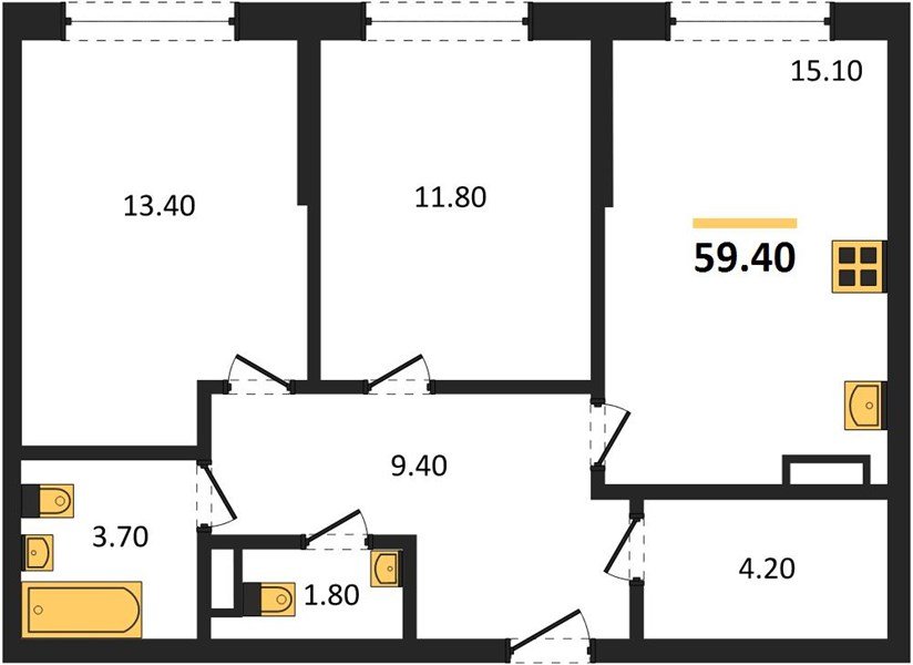Фото №1: 2-комнатная квартира 59 м² - Краснодар, Догма Парк, мкр. Прикубанский внутригородской округ, ул. Марины Цветаевой, 35