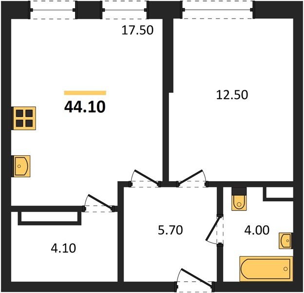 Фото №1: 1-комнатная квартира 44 м² - Краснодар, Догма Парк, мкр. Прикубанский внутригородской округ, ул. Марины Цветаевой, 35