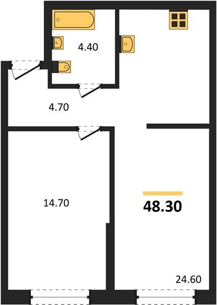 Фото №1: 1-комнатная квартира 48 м² - Краснодар, Прикубанский внутригородской округ, мкр. Догма Парк, ул. Марины Цветаевой, 36