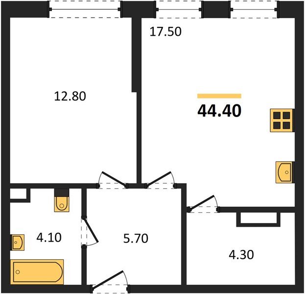 Фото №1: 1-комнатная квартира 44 м² - Краснодар, Прикубанский внутригородской округ, мкр. Догма Парк, ул. Марины Цветаевой, 36