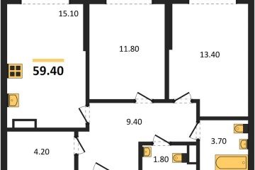 Фото №1: 2-комнатная квартира 59 м² - Краснодар, мкр. Догма Парк, ул. Марины Цветаевой, 36