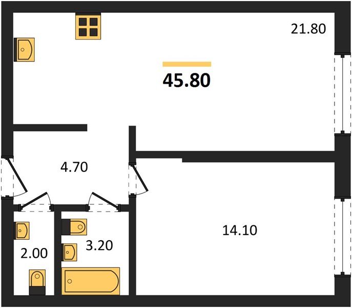 Фото №1: 1-комнатная квартира 45 м² - Краснодар, Прикубанский внутригородской округ, мкр. Догма Парк, ул. Марины Цветаевой, 36