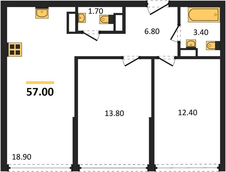 Фото №1: 2-комнатная квартира 57 м² - Краснодар, Прикубанский внутригородской округ, мкр. Догма Парк, ул. Марины Цветаевой, 36