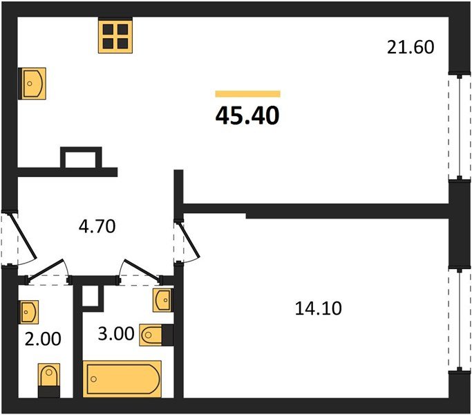 Фото №1: 1-комнатная квартира 45 м² - Краснодар, Прикубанский внутригородской округ, мкр. Догма Парк, ул. Марины Цветаевой, 36