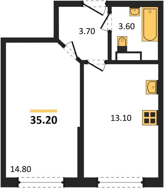 Фото №1: 1-комнатная квартира 35 м² - Краснодар, Прикубанский внутригородской округ, мкр. Догма Парк, ул. Марины Цветаевой, 36