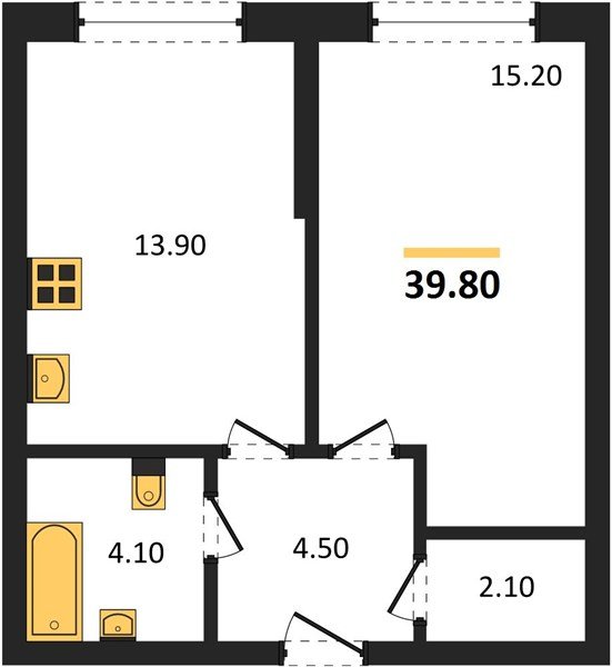Фото №1: 1-комнатная квартира 39 м² - Краснодар, Прикубанский внутригородской округ, мкр. Догма Парк, ул. Марины Цветаевой, 36