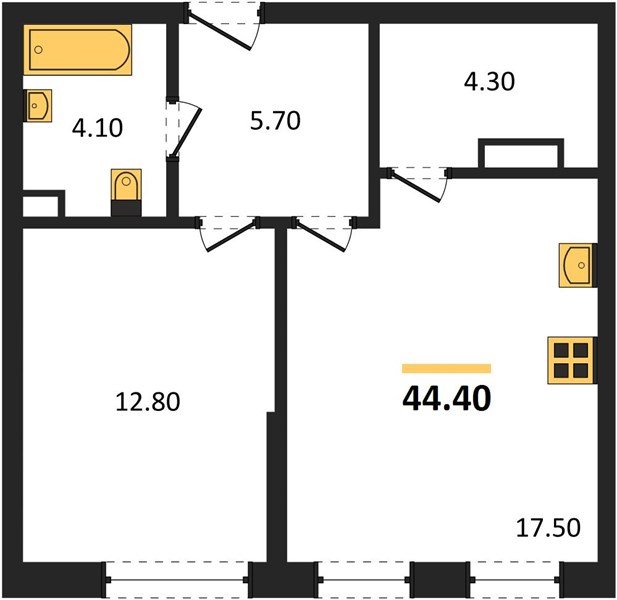 Фото №1: 1-комнатная квартира 44 м² - Краснодар, Прикубанский внутригородской округ, мкр. Догма Парк, ул. Марины Цветаевой, 36