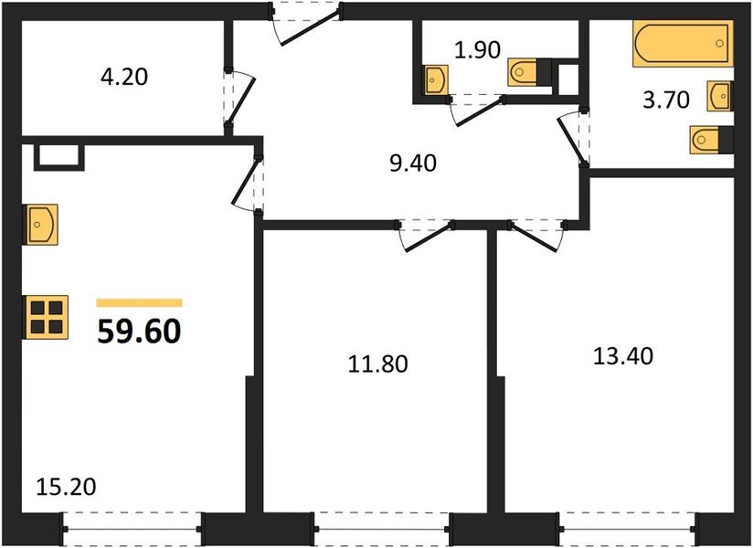 Фото №1: 2-комнатная квартира 59 м² - Краснодар, Прикубанский внутригородской округ, мкр. Догма Парк, ул. Марины Цветаевой, 36