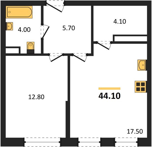 Фото №1: 1-комнатная квартира 44 м² - Краснодар, Прикубанский внутригородской округ, мкр. Догма Парк, ул. Марины Цветаевой, 36