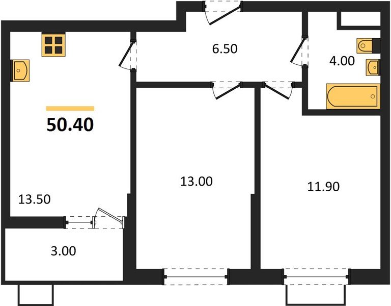 Фото №1: 2-комнатная квартира 50 м² - Яблоновский, мкр. ЖК Мегасити