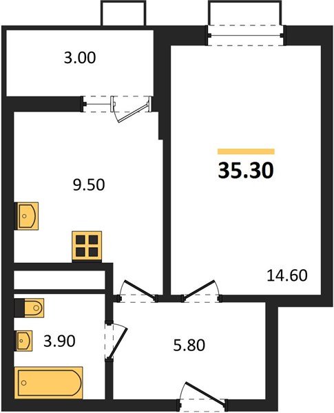 Фото №1: 1-комнатная квартира 35 м² - Новая Адыгея, 