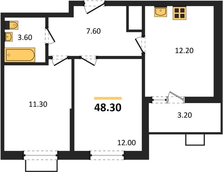 Фото №1: 2-комнатная квартира 48 м² - Новая Адыгея, 
