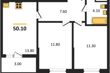 Фото №1: 2-комнатная квартира 50 м² - Яблоновский, мкр. ЖК Мегасити, 