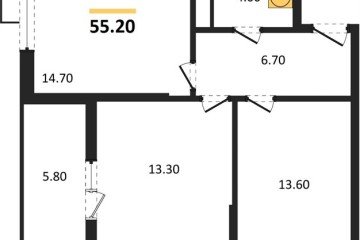 Фото №1: 2-комнатная квартира 55 м² - Яблоновский, мкр. ЖК Мегасити, 