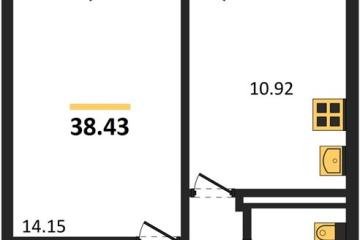 Фото №1: 1-комнатная квартира 38 м² - Краснодар, мкр. жилой комплекс Квартал № 6, 