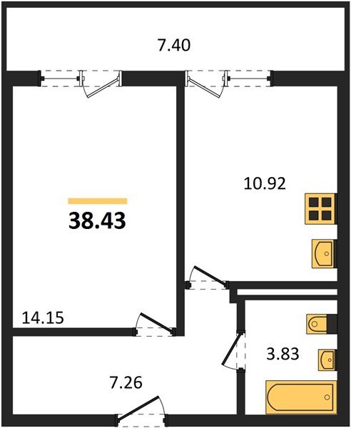Фото №1: 1-комнатная квартира 38 м² - Краснодар, Прикубанский внутригородской округ, Восточный, мкр. жилой комплекс Квартал № 6