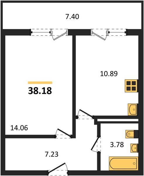 Фото №1: 1-комнатная квартира 38 м² - Краснодар, Прикубанский внутригородской округ, Восточный, мкр. жилой комплекс Квартал № 6