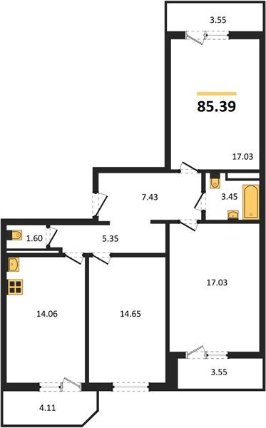 Фото №1: 3-комнатная квартира 85 м² - Краснодар, Прикубанский внутригородской округ, Восточный, мкр. жилой комплекс Квартал № 6